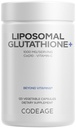 Codeage Liposomal Glutathione+ Supplement - 1000 mg Reduced L-Glutathione Pills, Vitamin C Ascorbic Acid, CoQ10 - Liposomal Delivery - Skin & Antioxidant Support - Non-GMO - 120 Capsules
