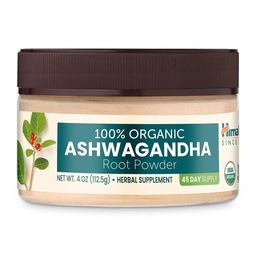 Himalaya poudre biologique Ashwagandha, 45 jours d'approvisionnement - Herbal Adrénal Support pour le stress, le soutien énergétique et occasionnel sans sommeil - USDA biologique, non-OGM, végétalien, sans gluten, sans parfum 4 oz