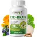 Suppléments Eye + Cerveau pour Mémoire et Focus, Lutein 40mg, Zeaxanthin, Astaxanthin, Bilberry, Lion, Lion, Bacopa Monnieri, Ginkgo Biloba, 14 en 1 Vitamines oculaires pour adultes et aînés 120 Capsules