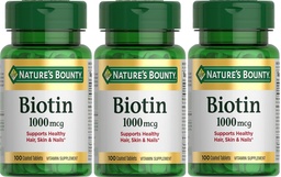 Bounty Biotin Nature 1000 mcg Comprimés, Fraise, 100 Compte, Paquet de 3