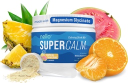 Nello Supercalm Mélange de boisson en poudre, Tangerine tropicale, L Theanine, Ksm-66 Ashwagandha, Magnésium Glycinate, Vitamine D 3, Suppléments pour la relaxation et la concentration, Naturel, Pas de sucre, Non OGM, 30 Srvg