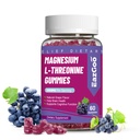 Magnesium Threonine Gummies 1000mg, L-Threonine Gummies for Adults, Great Magnesium Supplements for Brain, Non-GMO, Gluten Free, Vegan, 60 Grape Magnesium Gummies, 30 Day Supply