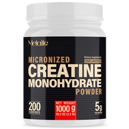 100% poudre monohydratée pure créatine 200 portions, poudre micronisée, croissance musculaire, non aromatisée, idéale pour les athlètes et les amateurs de fitness, laboratoire tiers testé, végétalien, 1000 g