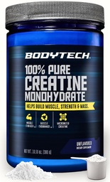 BodyTech Creatine Monohydratpulver, Unflavored Micronized Creatine Formel für Männer und Frauen, 5g pro Servieren, Pre Workout & Post Workout Supplement, Glutenfrei, Zuckerfrei, 10.58 Oz, 60 Servierungen