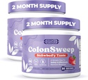 ColonSweep - Probiotique de Psyllium à saveur de fraise Nettoyant en poudre de colon, 7,8 oz. Support supplémentaire de fibre pour la santé des gourdes - Nettoyez pour le soulagement des ballonnements et la désintoxication- 30 portions (paquet de 2)
