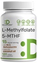 SUPPLÉMENT DE DÉLAI L-méthylfolate 15 mg par portion, 120 softgels d'huile de noix de coco 3-en-1 avec 5-MTHF actif Méthylé Vitamine B9, B6 et méthylé B12.