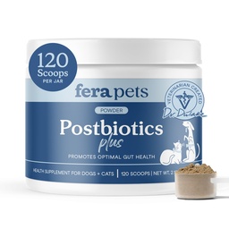 Fera Haustiere Postbiotics Plus Präbiotika für Hunde & Katzen - mit Slippery Elm - Fördert optimale Verdauungs-Gesundheit & Entzündungsreaktion - verbessert Immunität - 120 Scoops