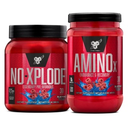BSN Workout Bundle von NO XPLODE Pre Workout Powder Blue Raz, 30 Portionen AMINO X Muskel Erholung Intra Workout Unterstützung, Koffein Free Blue Raz, 30 Portionen