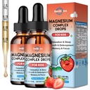 Magnesium for Kids, Kids Magnesium Glycinate Liquid Drops with Calcium, Zinc, L-Theanine, Vitamin D3 K2, C for Sleep, Relaxation, Calm, Focus, Brain,Mood, Bones & Muscles - Strawberry Flavor 2 Pack