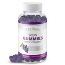 Gommies de fer avec vitamine C pour les adultes et les enfants - Supplément de fer à croquer pour l'anémie de carence en fer, soutien des globules rouges, énergie, fonction immunitaire, santé cérébrale, absorption maximale, arômes de raisin, végétalien