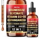 12in1 Magnesium Glycinate Liquid Drops and Ashwagandha, L-Theanine, GABA, Sea Moss, Elderberry - 1 FL Oz - 30 Servings
