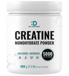 Poudre monohydratée instantanée de créatine, 5g par service – 120 portions , Micronised, Unflavored, Fast Absorbing Formule , prend en charge la force, la puissance et l'entraînement à haute intensité , Vegan, Keto, non-OGM