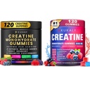 Gommies monohydratées créatine pour hommes et femmes, 9000MG Gommies créatine sans sucre - BCAA 2:1, B12 B6 pour stimuler la force, le focus et l'endurance, végétalien, non-OGM