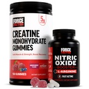 Facteur de force Gommies créatine, 5 Grams Monohydrate de créatine, Berry mélangé, 150 Gommies, 30 portions Booster à oxyde nitrique, Formule à action rapide avec L-Arginine, 120 Capsules