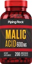 Piping Rock Malic Säure Kapseln | 600mg | 200 Pillen | Non-GMO, Glutenfreie Ergänzung