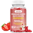 Magnésium Glycinat Gommies 500mg - Supplément de magnésium avec vitamine B6 pour les adultes et Magnésium pour les enfants - Magnésium calme pour le sommeil, l'humeur, le soutien musculaire - Flaveur de fraises, 60 Gommies