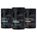 Sports Research® Immunity Pack - Odorless Garlic Oil Pills (1000mg) + Omega-3 Fish Oil 1250 + Turmeric Curcumin C3 Complex