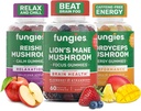 Fungies Mushroom Gummy 3-Pack Bundle, Lion's Mane, Cordyceps & Reishi Gummies for Adults - Mushroom Gummies Supports Brain Health, Gut Health, Energy & Daily Wellness - 180 Servings