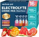Venture Pal High Sodium Sugar Free Electrolytes Powder Packet - Hydration Packets mit Vitamin, Sodium & Kalium | Zero Calories | Vegan, Keto & Paleo Friendly Electrolyte Drink Mix - 16 Sticks