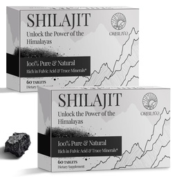 Shilajit Tabletten 1000 MG, 100% Himalaya Organic, Shilajit Supplement Reich an Fulvic Acid & 85+ Spurenmineralien für Männer und Frauen, Energie & Immunsystem, 120 Zählung