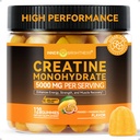 Luminosité intérieure Gommies monohydratées de créatine pour les hommes et les femmes 5000 mg, 3ème partie testée, Creatine Chews pour la croissance musculaire, la force et le soutien énergétique, sans sucre, Vegan, 120 Comte, Mango Passionfruit