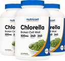 Nutricost Chlorella Capsules (3 bouteilles) 500mg, 240 capsules