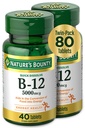 Vitamin B12 by Nature's Bounty, Quick Dissolve Vitamin Supplement, Supports Energy Metabolism and Nervous System Health, 5000mcg, 40 Tablets (Pack of 2)