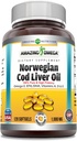 Amazing Omega Norwegian Cod Liver Oil (Omega-3, EPA/DHA) Supplément de 1000 Mg par service.