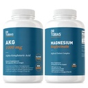 Tobias AKG Supplement & Magnésium Bisglycinate - Soutien des niveaux d'énergie, Muscle, Nerve & Bone Health avec Magnésium à haute absorption et Biodisponible AKG, Vegan, Non-OGM