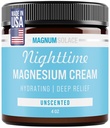 Magnum Solace Lotion de magnésium – Crème de nuit hydratante Appliquer sur les jambes, les bras ou la poitrine - Chlorure topique USA Made and Safe for Kids (Inscented)