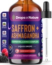 Ashwagandha and Saffron Supplement – Contains KSM 66 and Saffron Extract – Vegan, Gluten-Free, GMO-Free – Daily Herbal Ashwagandha Supplement to Support Focus, Clarity & Relaxation (Mixed Berry, 60ml)