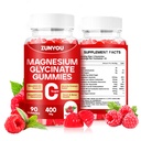 Gommies de magnésium glyciné 400mg, Gommies de magnésium sans sucre pour le sommeil, le soutien musculaire et la relaxation, suppléments de magnésium calme pour les femmes et les hommes, 90 comte