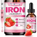 Supplément en fer liquide pour les femmes hommes et enfants Multivitamine gouttes de fer avec folate, vitamine C, B6, B12, zinc pour l'anémie, carence en fer, fabricant de sang, énergie - Fraise naturelle saveur, végétalien 2 Fl Oz