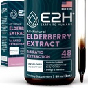 Syrup E2H Elderberry - Supplément d'antioxydants puissant de l'extrait de mûres anciennes biologiques - Syrup Sambucus Elderberry pour les enfants et les adultes pour le soutien immunitaire - Non-OGM, Vegan - 2 Fl Oz