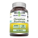 Formules étonnantes Supplément de picolinate de chrome 200 Mcg par portion