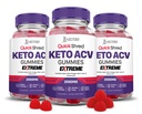 Laboratoires justifiés Quick Shred Keto ACV Gummies Extreme Advanced Formula 2000MG Gummes de vinaigre de cidre de pomme avec jus de betterave grenade poudre et B12 végétalien, non-OGM 180 Gummys
