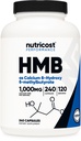 Nutricost HMB (Beta-Hydroxy Beta-Methylbutyrat) 1000mg (240 Kapseln) - 500mg pro Kapsel, 120 Portionen - glutenfrei und nicht-GVO