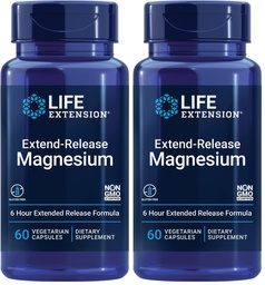 Life Extension Extend-Release Magnesium,prolonged Heart & Bone Health Support,Cardiovascular & Blood Pressure Health Support,bioavailable Formula,Gluten-Free,Non-GMO,Vegetarian,60 Capsules,(Pack of 2)