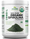 Zazzee USDA poudre de spiruline biologique, 8 onces, 68 portions, casher certifié, 100% pur, non irradié, récipient à bouche large et sans mess, odeur fraîche et goût neutre, non-OGM, fabriqué aux États-Unis