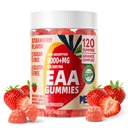 Animaux de compagnie Gummies EAA purs 120 Gummies (Strawberry), acides aminés essentiels - Tous les 9 Aminos essentiels (EAA) et tous les Aminos à chaîne ramifiée (BCAA), non-OGM, sans gluten, respectueux des végétaux