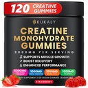Kreatin Monohydrat-Gummien für Männer & Frauen, 9000MG Kreatin-Gummien Zuckerfrei mit L-Taurine, BCAA 2:1, B12 B6 für Boost Strength, Focus & Endurance, Vegan, Non-GMO, Erdbeere, 120pcs