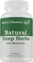 Renouveau de la nature Supplément de sommeil naturel - Melatonine, racine valériane, Ashwagandha, Magnésium, Camomille, aide au sommeil homéopathique nocturne pour adultes - 60 capsules