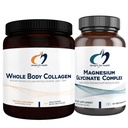 Designs for Health Magnesium Glycinate Complex (60 capsules) & Colagène du corps entier (30 portions) Bundle - Magnésium à haute absorption avec poudre de collagène premium pour soutenir les os, la peau et les articulations