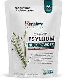 Himalaya Poudre de musc de Psyllium biologique, supplément quotidien de fibre alimentaire, régularité, gestion de l'appétit, USDA certifié biologique, non-OGM, pas de couleurs artificielles, non aromatisé, 56-Teaspoon approvisionnement, 12 Oz