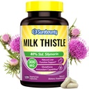 Thistle de lait, extrait concentré de semences, soutien du foie Nettoyer la désintoxication, suppléments gras du foie, non-OGM, sans gluten et soja, 120 capsules de légumes, approvisionnement de 4 mois