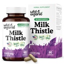 Tiges de chardon de lait sauvage et biologique 1000mg - Suppléments de désintoxication du foie - Silymarin Thistle de lait poudre pour nettoyer le foie - 90 Capsules de végétalien - 45 jours d'approvisionnement - Pas de remplissage, non-OGM