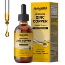 Liposomique Zinc gouttes liquides en cuivre, 50mg Picolinate de zinc avec cuivre, sélénium, vitamine C&D3 pour l'immunité et le soutien thyroïde, Suppléments minéraux à absorption rapide pour les hommes et les femmes, Blueberry, 2 Fl Oz