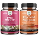 Ensemble de PMS Support avec DIM Chasteberr, Black Cohosh Ashwagandha pour les crampes d'époque Ménopause Mood Swing et Thyroïde Support avec L Tyrosine Bladderwrack Selenium et Ashwagandha pour Hormone Balance