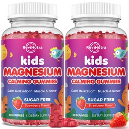 2 Pack Magnesium Gummies for Kids - Magnesium Glycinate Gummies with L-Theanine, Chamomile, Licorice, Vitamin B6, D for Kids & Adults Sleep, Muscle Relief & Nerve Bone - Strawberry 120ct