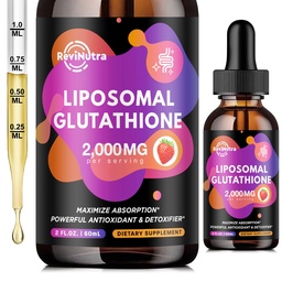 Liposomale Glutathion-Ergänzung - 2000mg Glutathion-Flüssige Tropfen mit Vitamin C, Curcumin & Trans-Resveratrol - Starkes Antioxidans für Immun, Hautgesundheit und Leberentgiftung - Erdbeeren